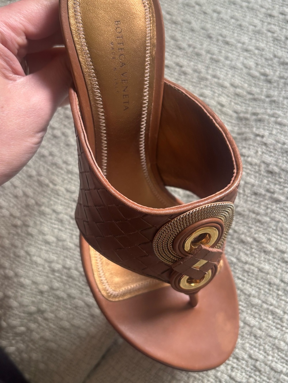 Bottega Veneta Intreciatto Weave Brown Leather Sandals - Picture 5 of 5
